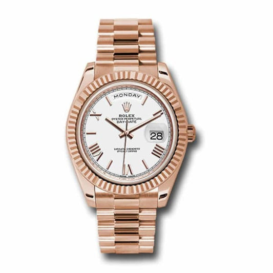 RLX Day-Date 40 Presidential White Dial with Roman numerals, 18K Everose Gold Automatic Men's