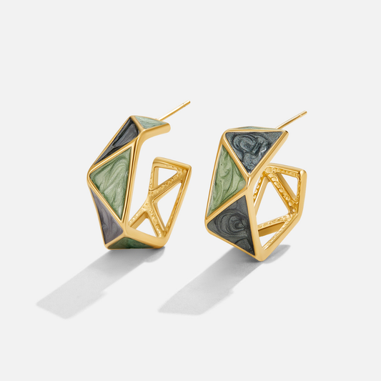 Green Atlantis Hoop Earrings