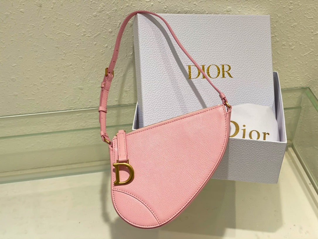 Christian Dior SADDLE SHOULDER POUCH BAG PINK 20x15x4cm