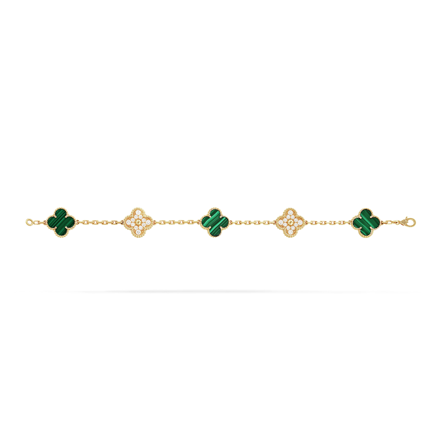 VAN CLEEF & ARPELS Vintage Alhambra Diamond Bracelet Laser Gold/green