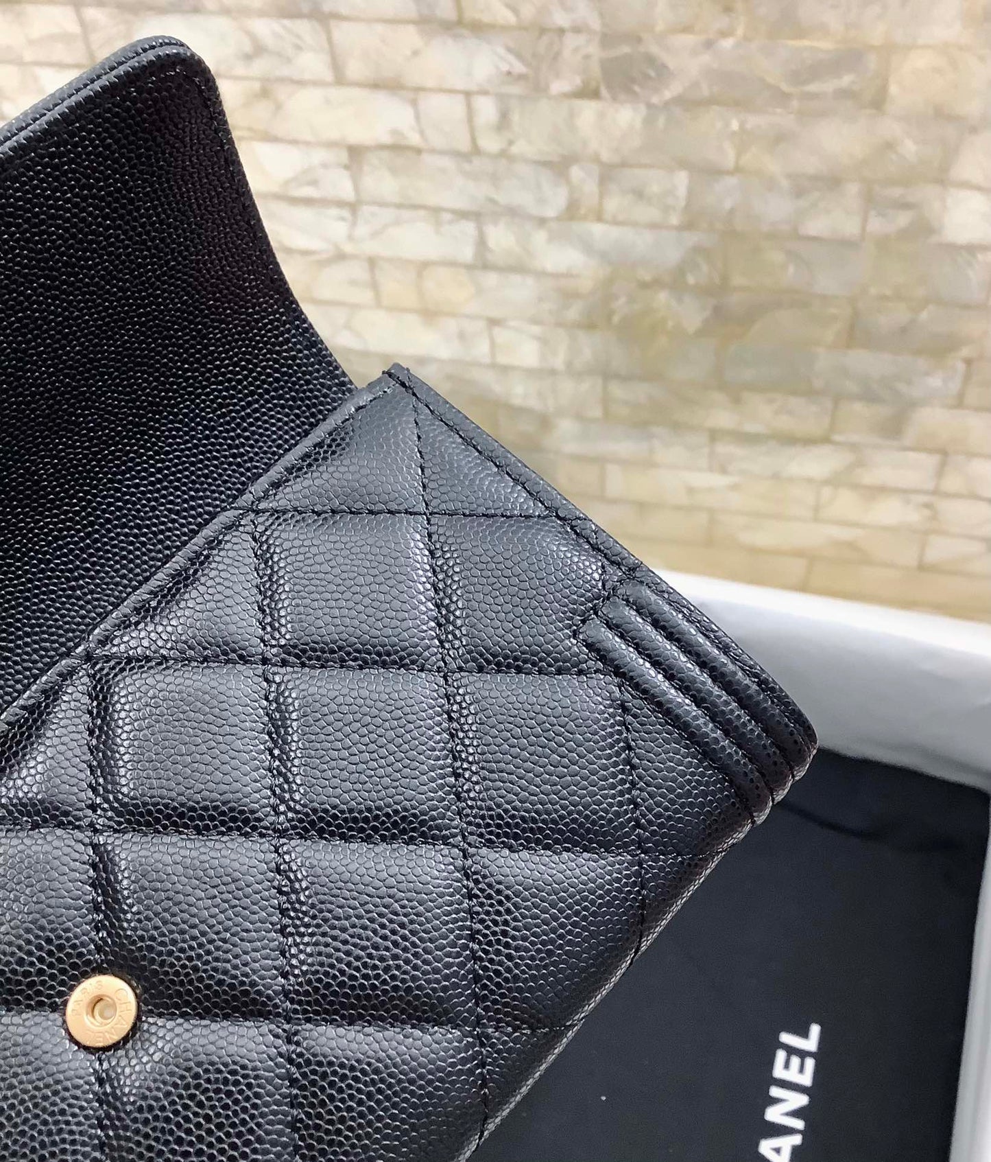 cc CO-CO Long Flap Wallet 19.5cm/7.7in Gold Hardware For Women Black