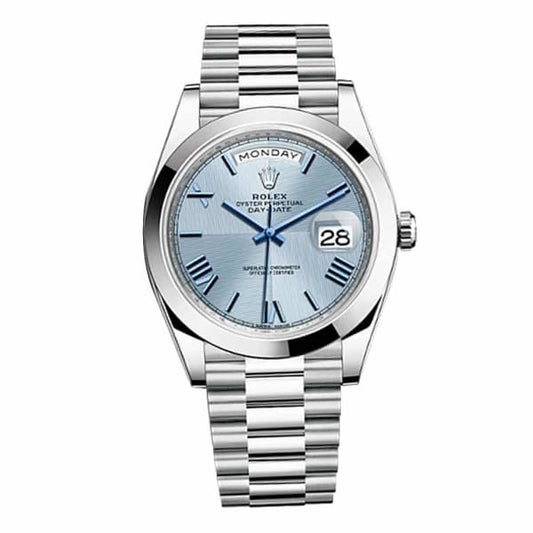 Rlx Day-Date 40 Presidential Blue dial, Smooth Bezel, President bracelet, Watch 228206-0001