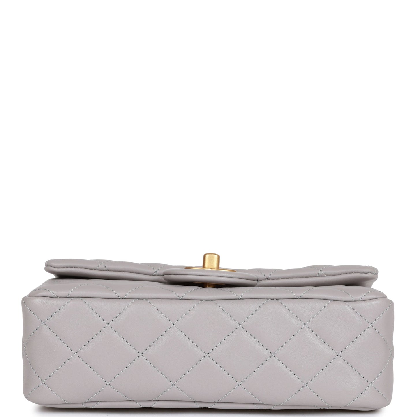 CC Pearl Crush Mini Rectangular Flap Bag Light Grey Lambskin Antique Gold Hardware