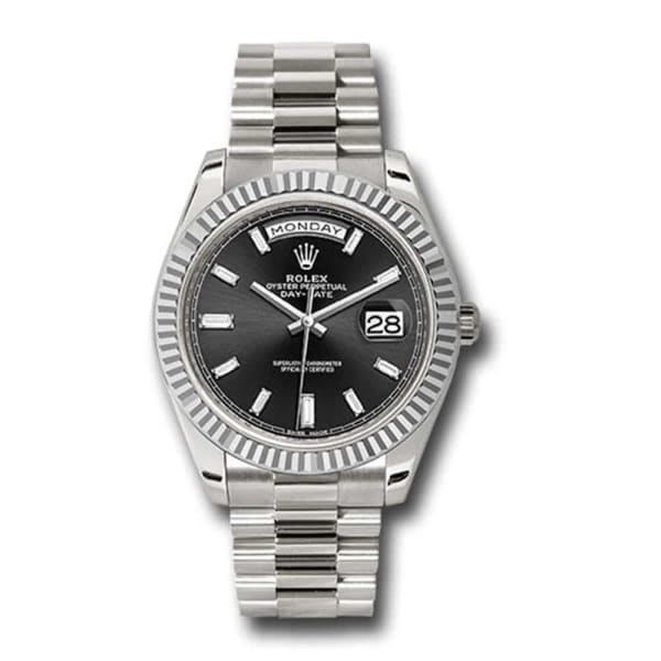 RLX Day-Date 40 Presidential Black dial, Fluted Bezel, President bracelet, White gold Watch