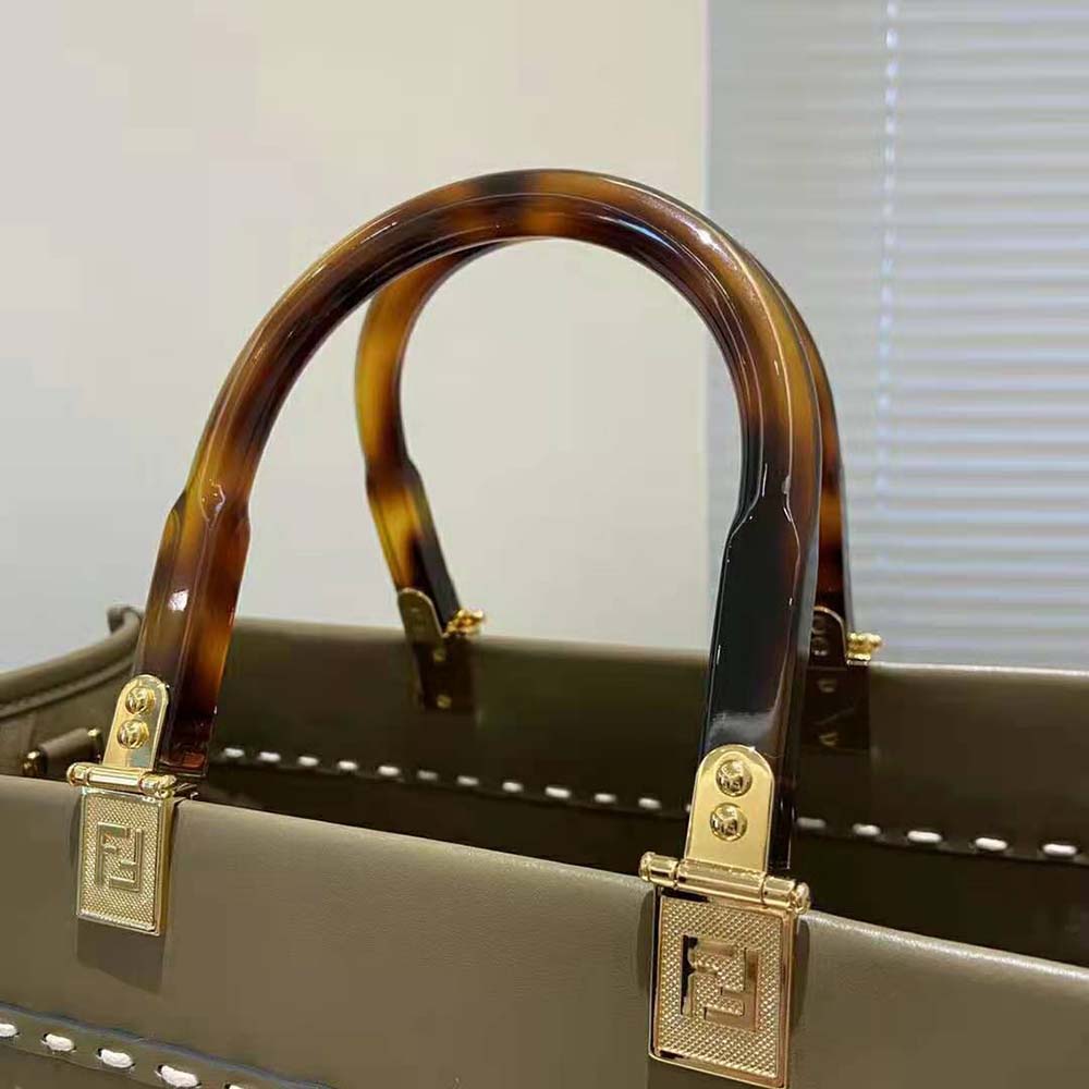 Fd Women Sunshine Medium Gray Leather and Elaphe Shopper