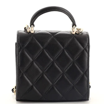 CC Square Classic Flap Top Handle Clutch with Chain Quilted Lambskin
