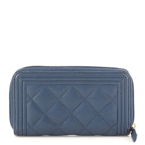 CC Boy Zip Around Wallet Quilted Caviar Small