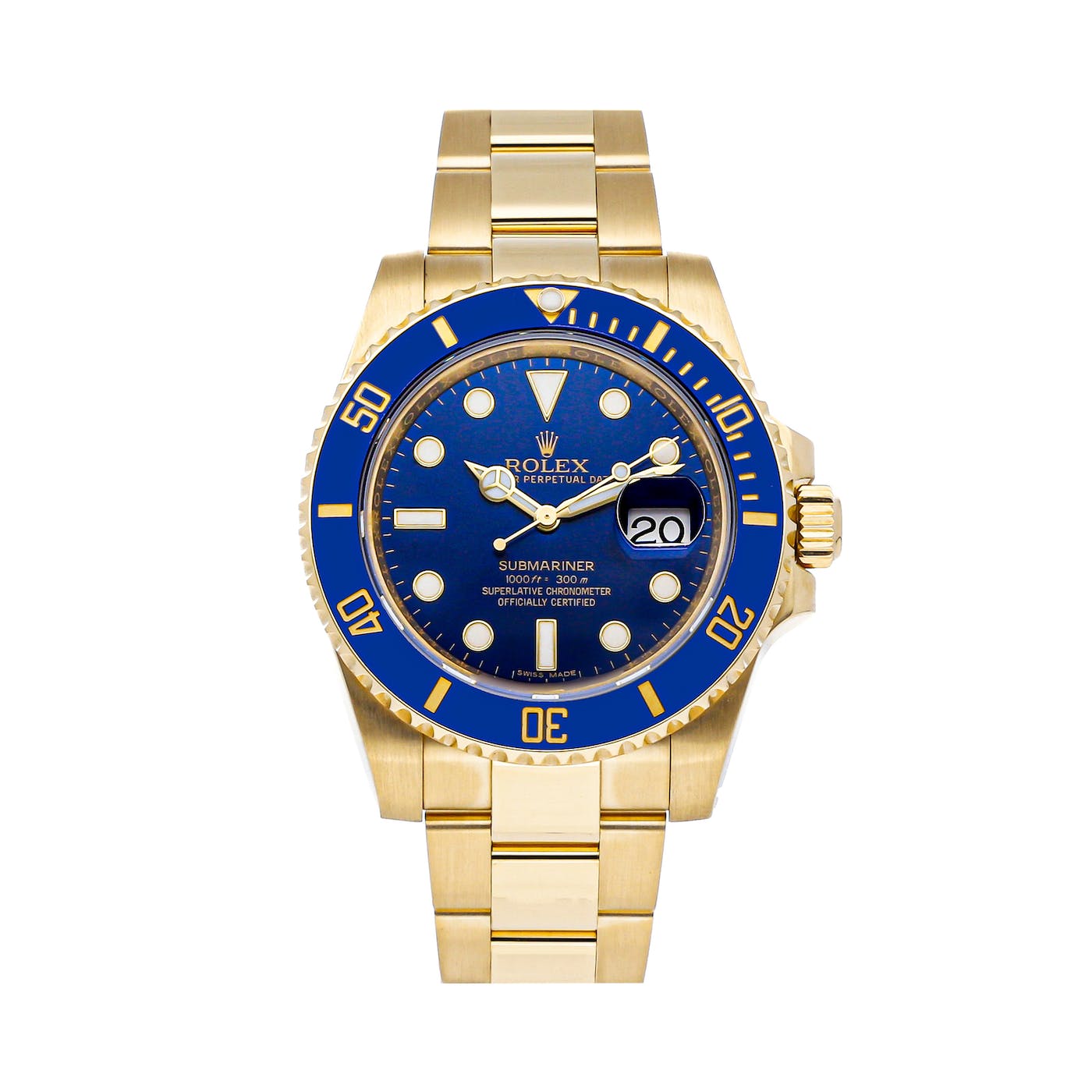 Rlx Perpetual Submariner Date 41mm Blue Dial Yellow Gold 126618LB