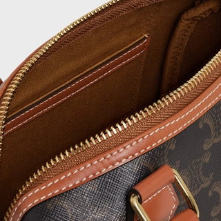 SMALL BOSTON IN TRIOMPHE CANVAS AND CALFSKIN TAN