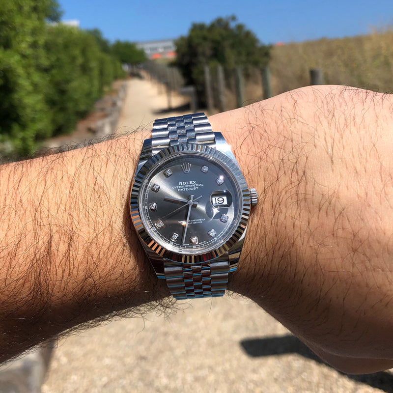 Rlx DateJust 41 Rhodium Diamond Dial 126334 -0006 Steel & 18k White Gold