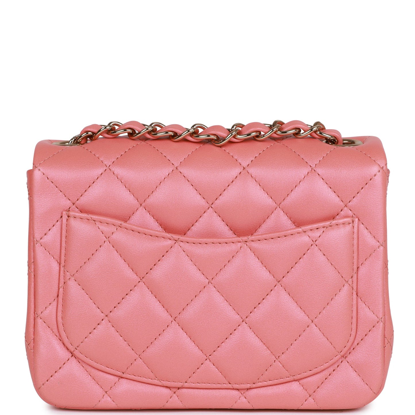 CC Mini Square Flap Bag Pink Lambskin Light Gold Hardware