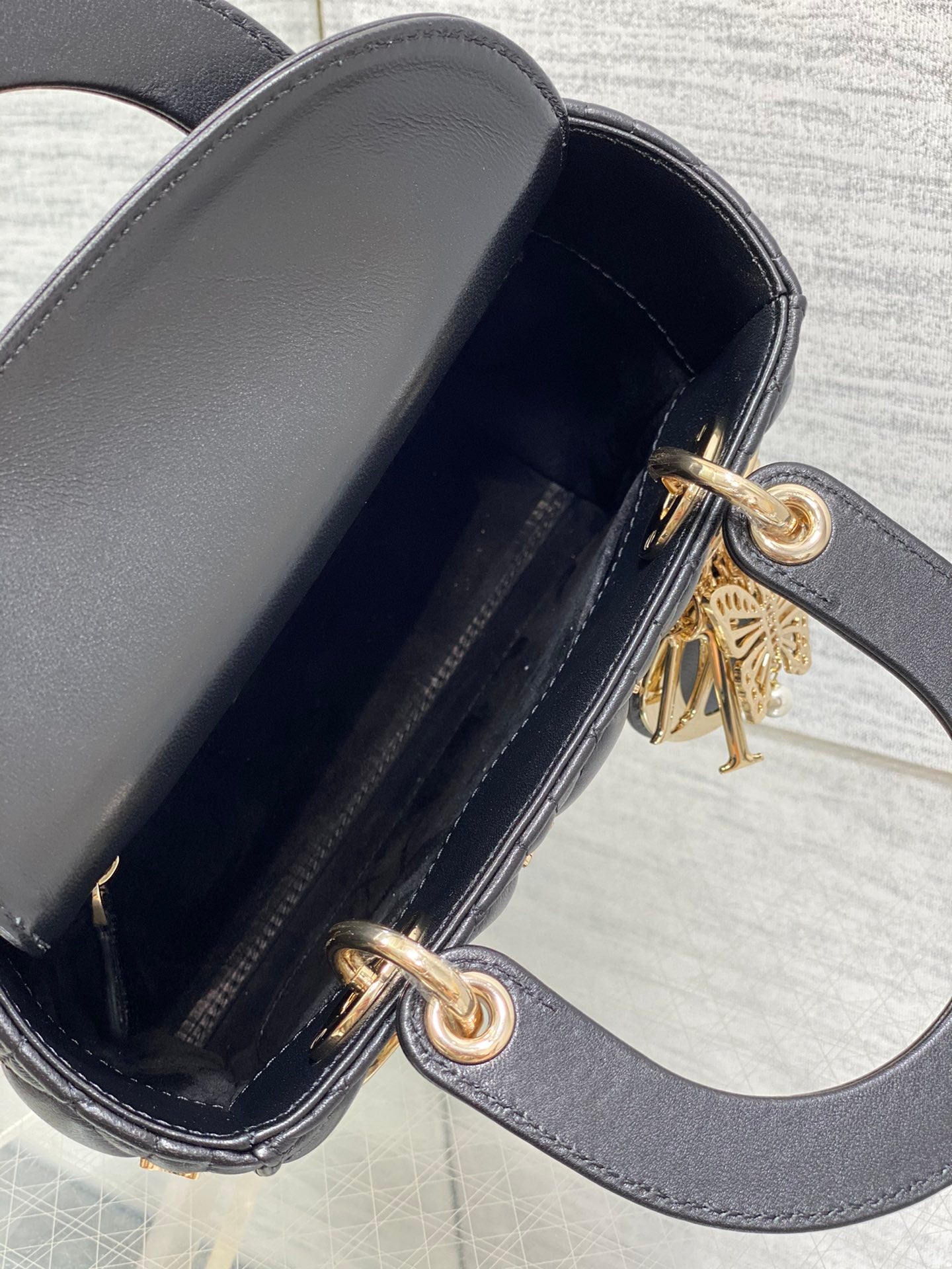 Christian Dior LADY DIOR Butterfly Crossbody Bag Black 20cm