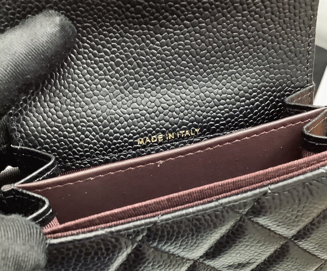 cc CO-CO Classic Card Holder 11cm/4.4in Gold Hardware For Women Black