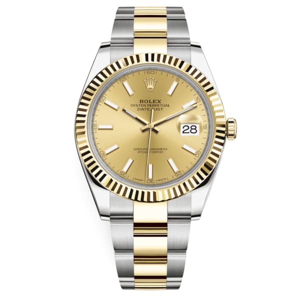 Rlx Oyster Perpetual Datejust 41 Watch Champagne dial, Two-tone, Fluted Bezel 126333-0009