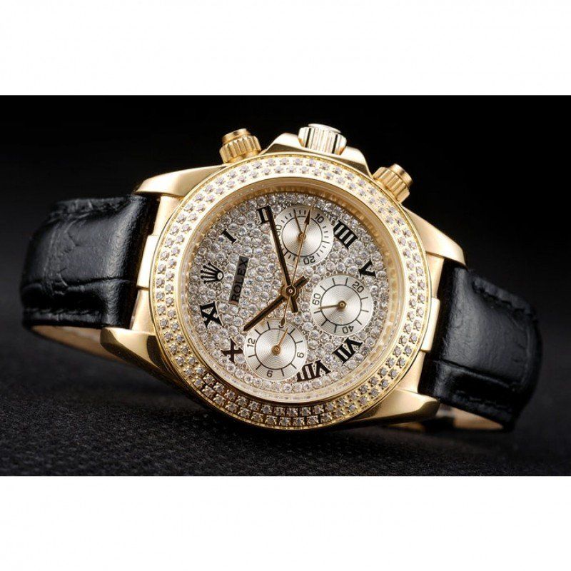 Rw Daytona Lady Gold Case Crystal Studded Bezel Crystal Studded Dial 98238