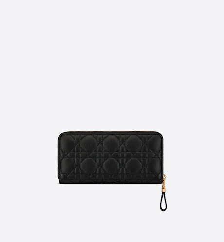 D CARO VOYAGEUR WALLET Black Supple Cannage Calfskin