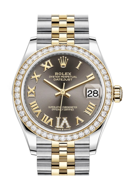 Rlx Datejust 31 Dark Grey VI Diamonds Dial Diamond Bezel Yellow Gold Two Tone Jubilee Watch 278383RBR 278383