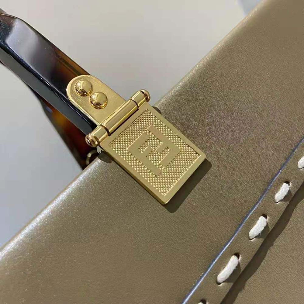 Fd Women Sunshine Medium Gray Leather and Elaphe Shopper