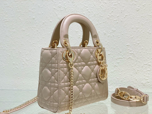 Lady Dior Bag Latte Cannage Lambskin Bag 17x15x7cm