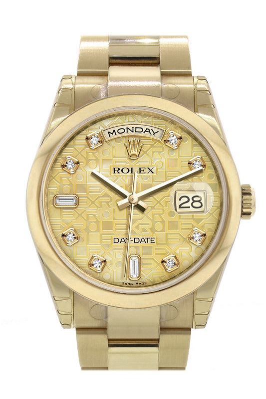 Rlx Day-Date 36 Champagne mother of pearl Jubilee Diamonds Dial Yellow Gold Watch 118208