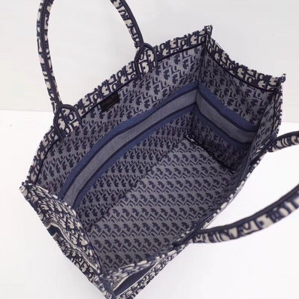 D Book Tote Bag In Blue Oblique Canvas