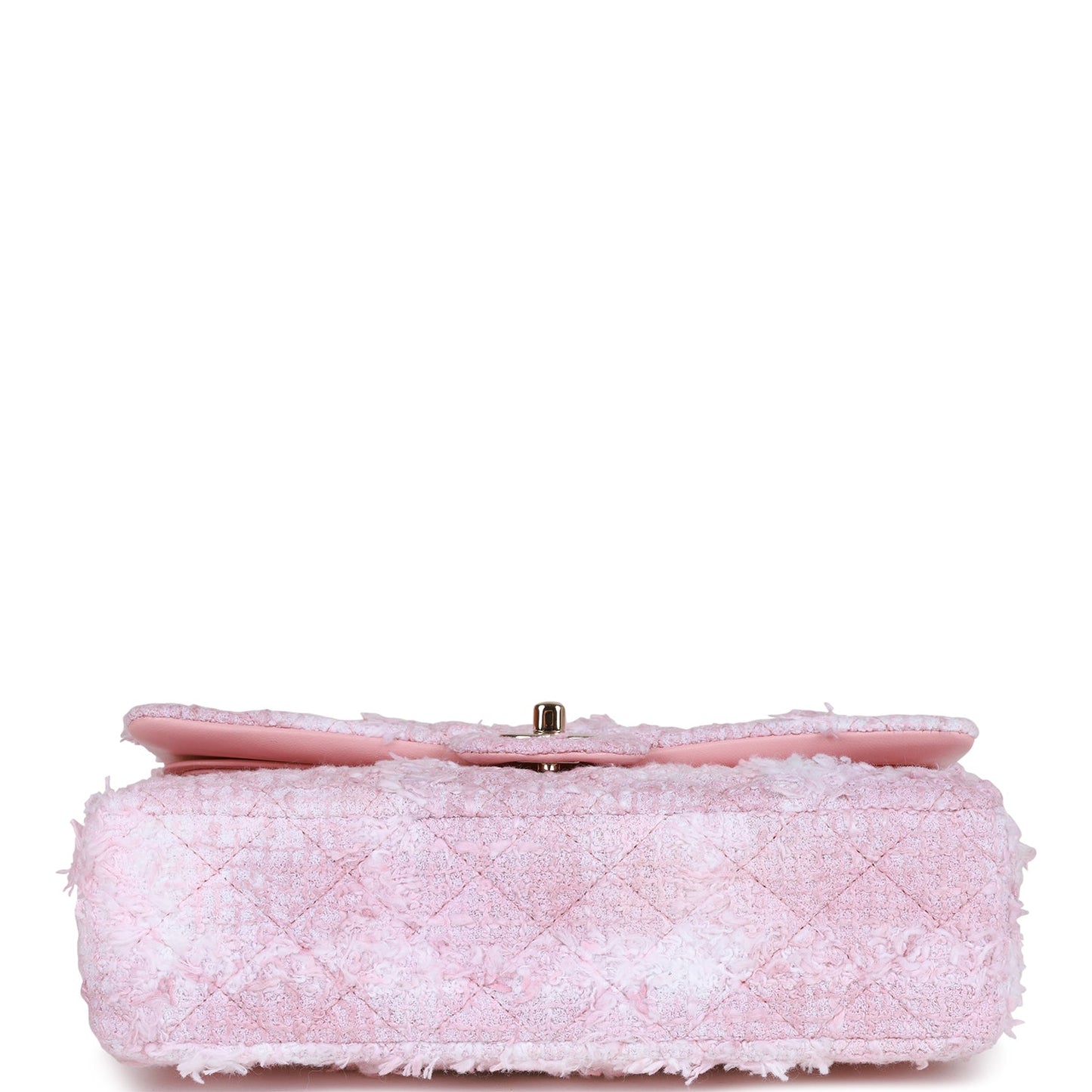 CC Medium Classic Double Flap Bag Rose Sakura Tweed Light Gold Hardware