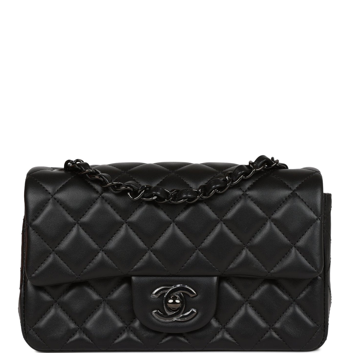 CC Mini Rectangular Flap Bag SO Black Lambskin Black Hardware for MR