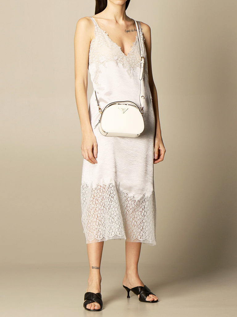 PP Saffiano Leather Odette Bag in White