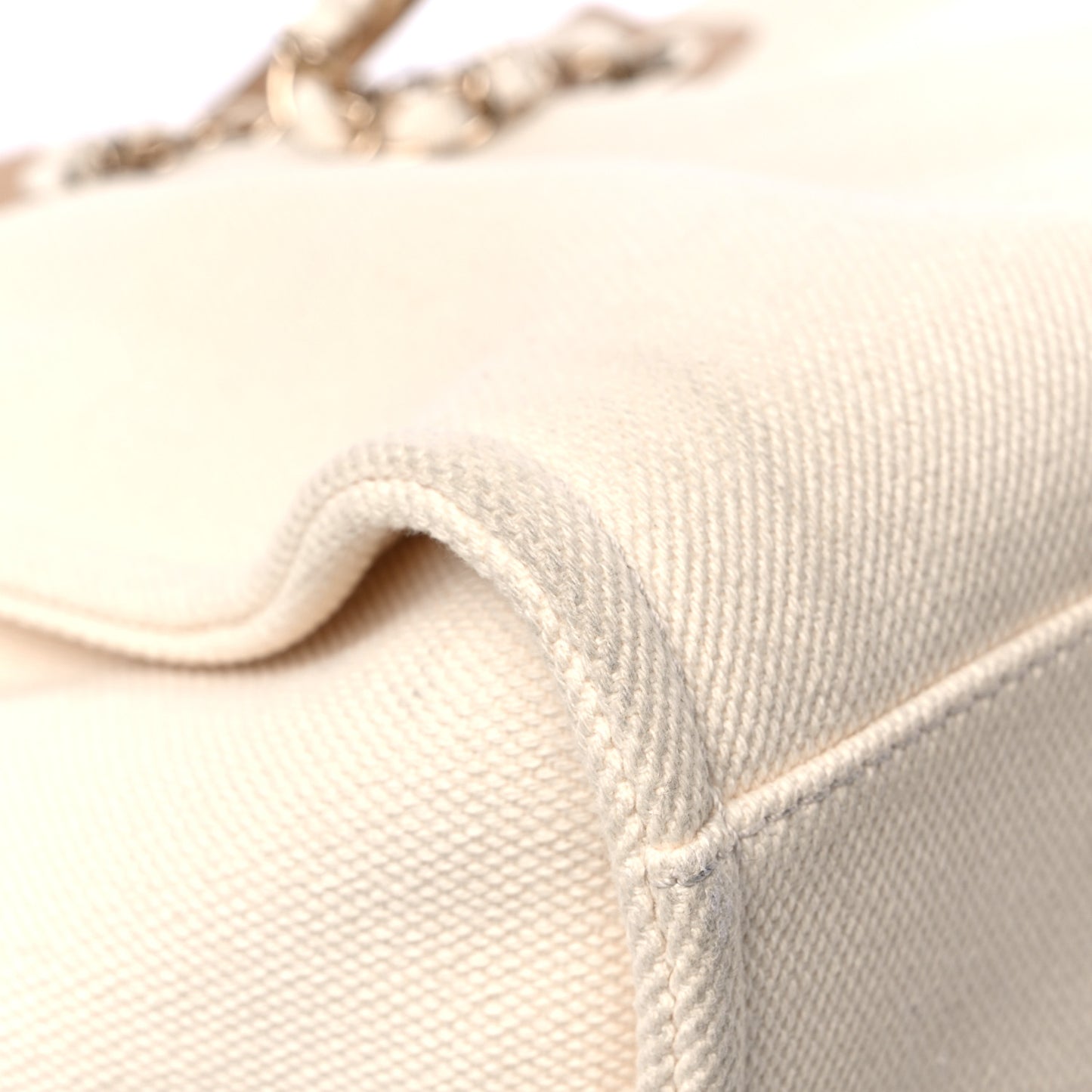 cc Canvas Pearl Large Deauville Tote Ecru Beige