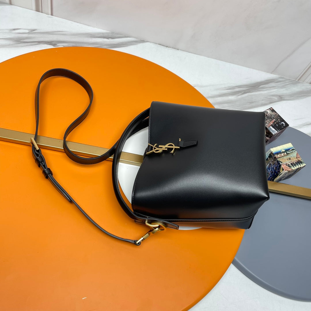 SAINT LAURENT LE 37 Mini Shiny Leather Bucket Bag