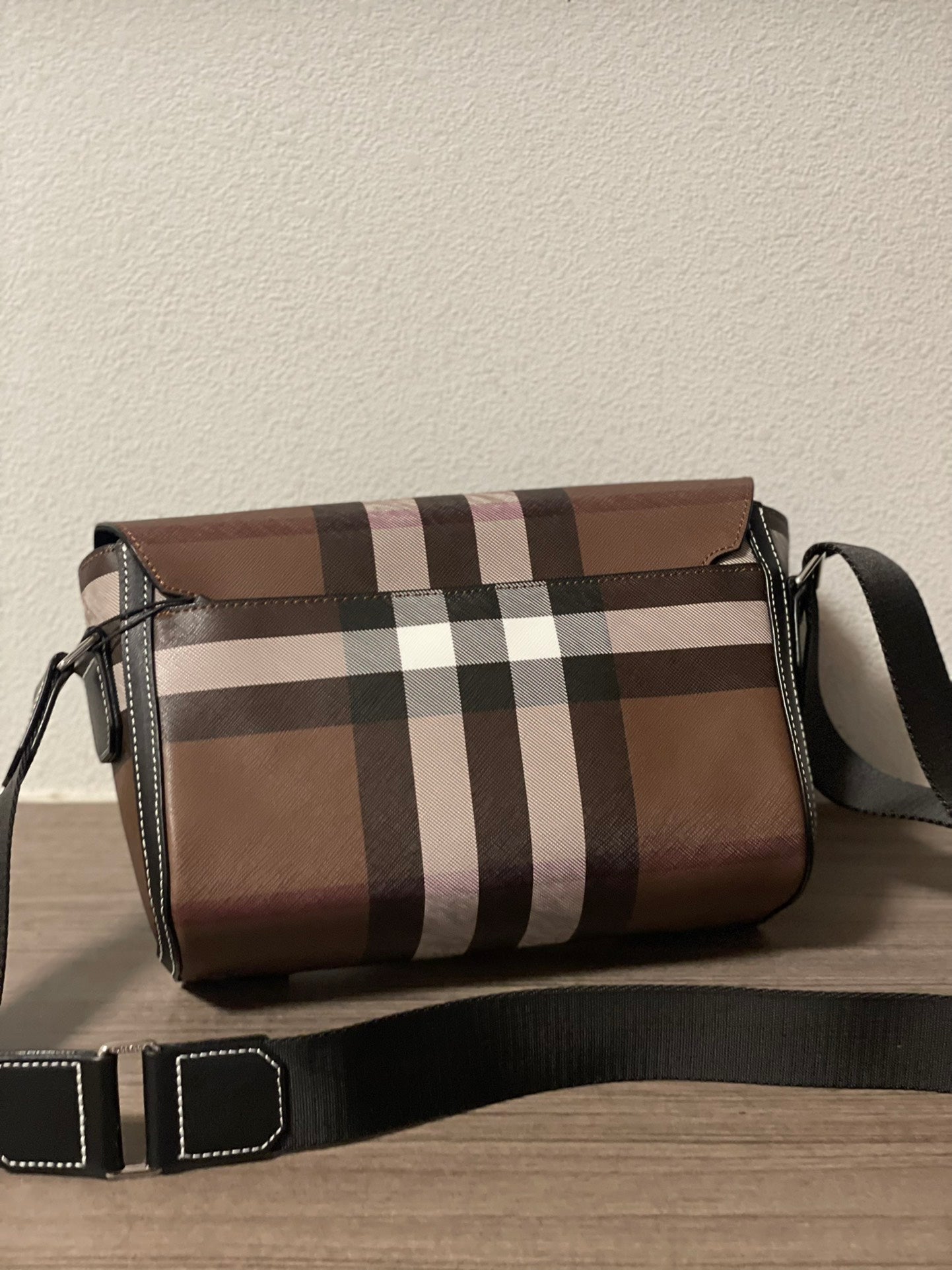 BURBERRY MESSENGER BIRCH CHECK BROWN BAG