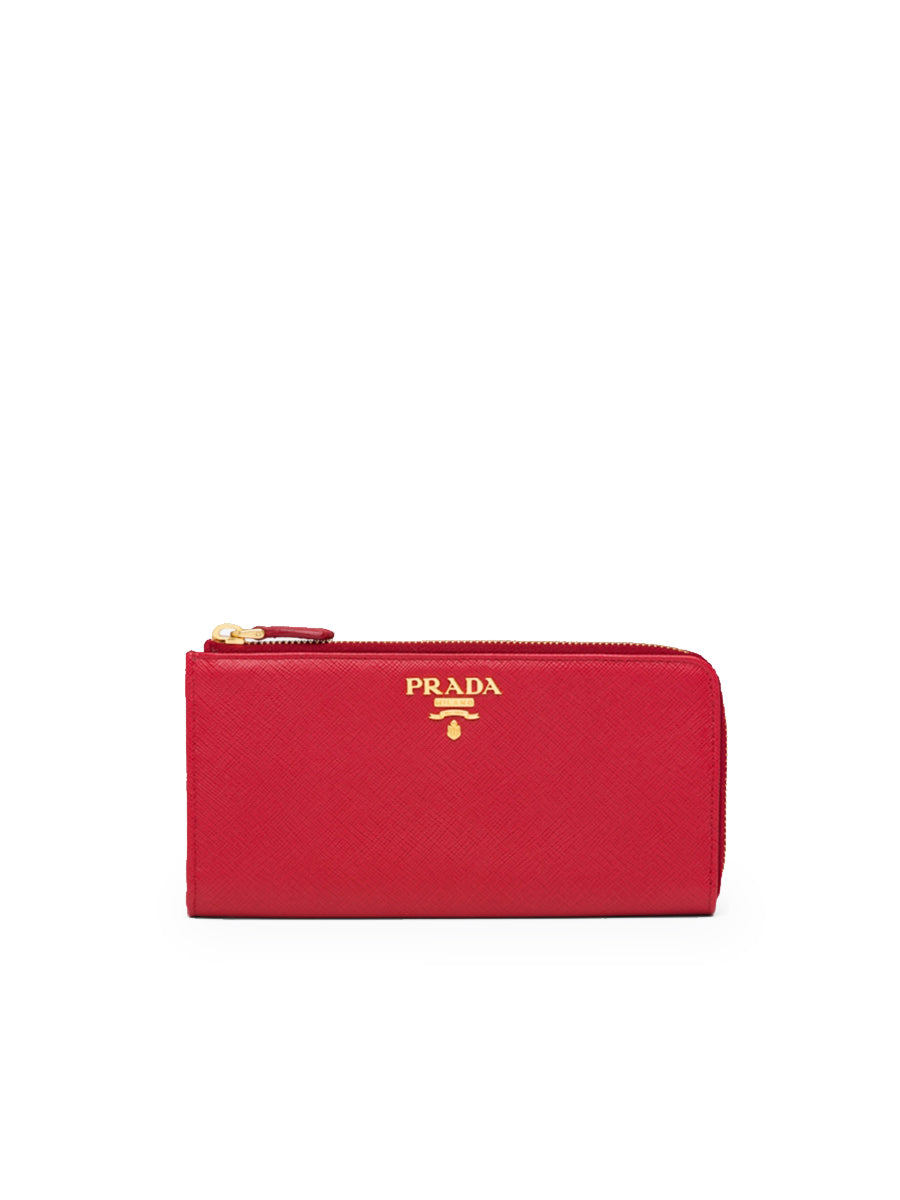 PP Large Saffiano Leather Wallet in Red