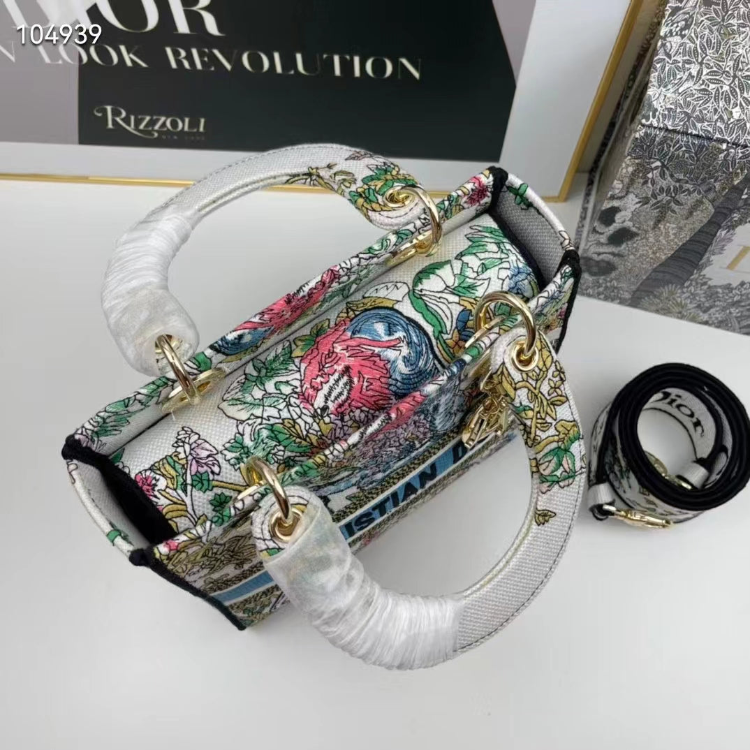 CD Women CD Medium Lady D-Lite Bag Latte Multicolor D-Constellation Embroidery