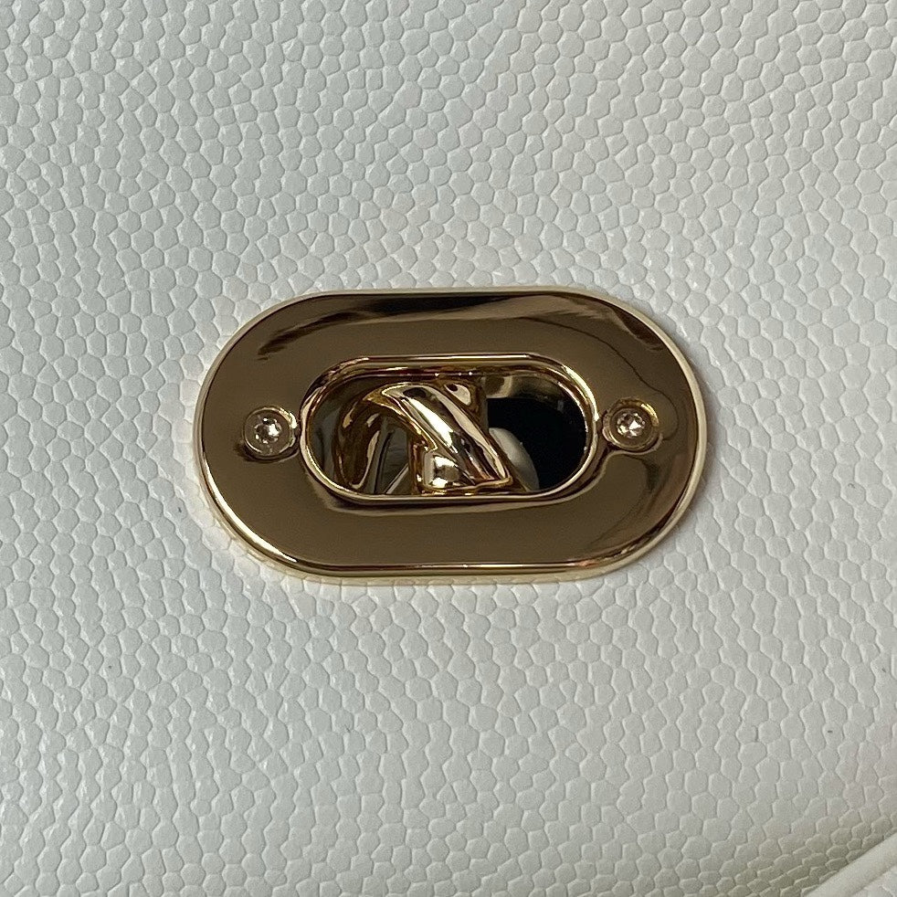 Chanel Small Flap Kelly Bag With Top Handle in Grained Calfskin white AS4711