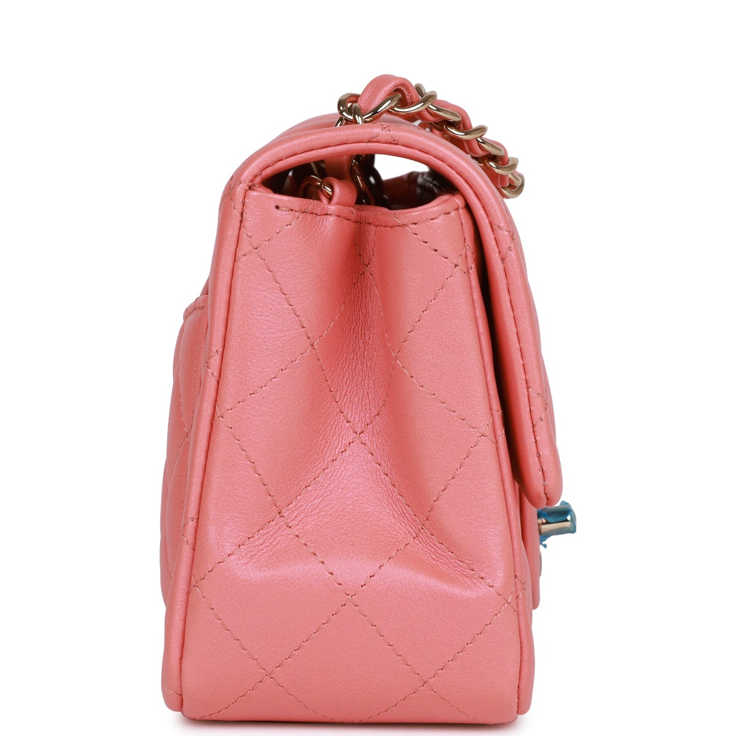 CC Mini Square Flap Bag Pink Lambskin Light Gold Hardware