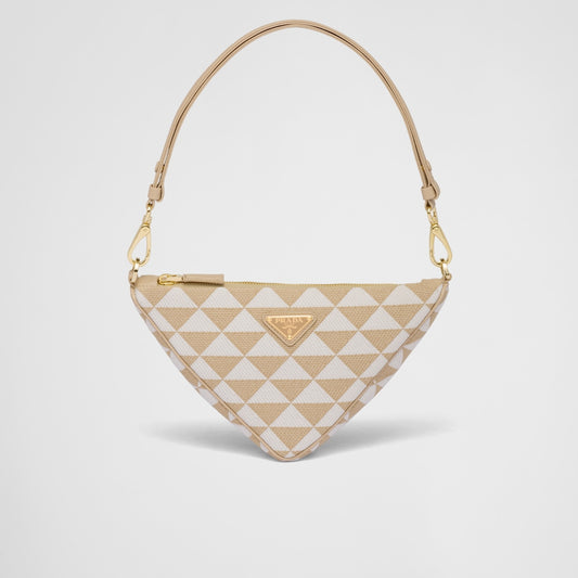 Embroidered fabric mini-bag - Beige/Chalk White