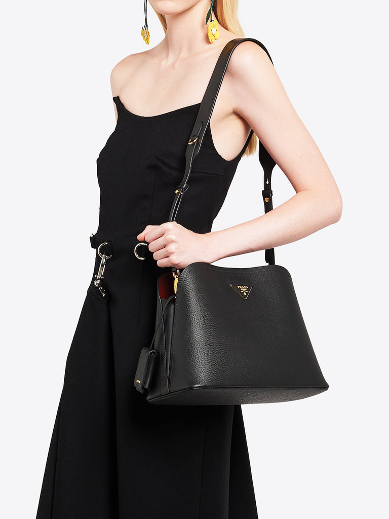 PP Saffiano Leather PP Matin��e Bag in Black