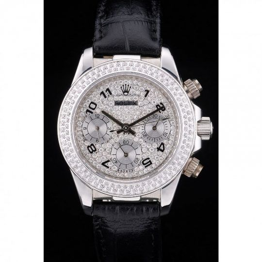 Rw Daytona Lady Stainless Steel Case Crystal Studded Bezel Crystal Studded Dial