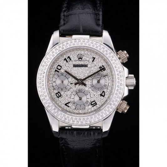Rw Daytona Lady Stainless Steel Case Crystal Studded Bezel Crystal Studded Dial