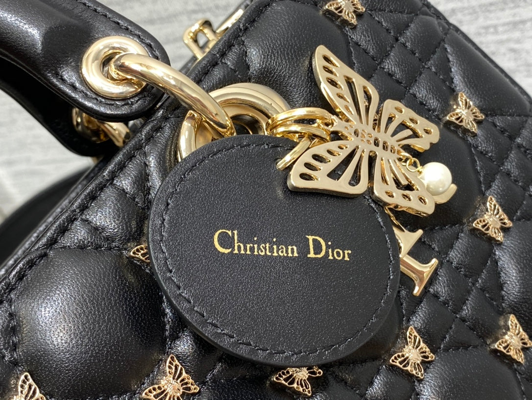 Christian Dior LADY DIOR 2024 Butterfly Crossbody Bag Black 26cm