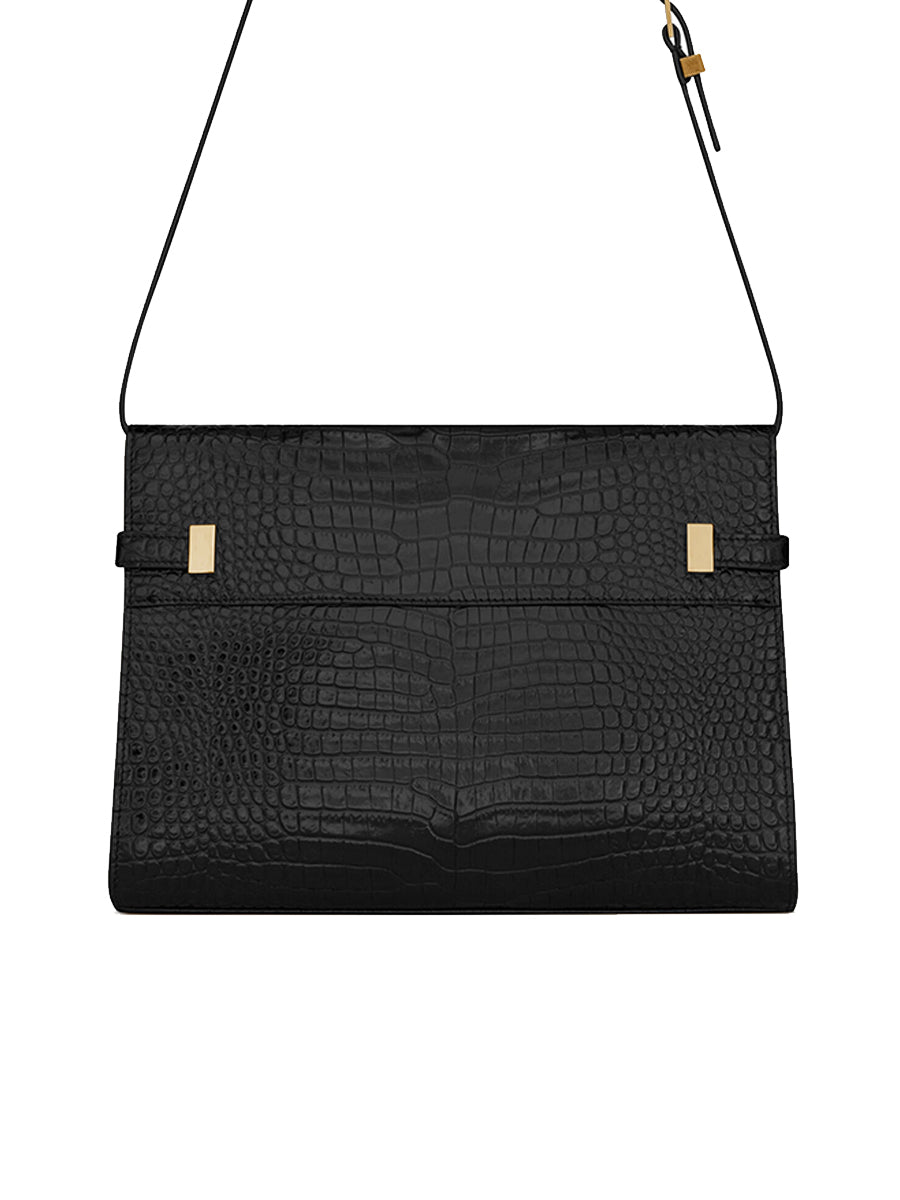 Y Manhattan Shoulder Bag in Crocodile Embossed Shiny Leather