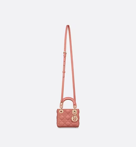 MICRO LADY D BAG Ethereal Pink Cannage Lambskin