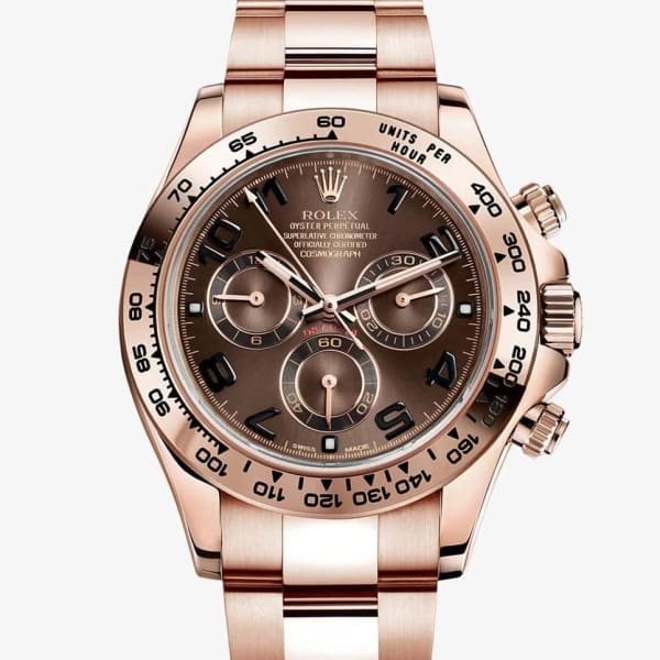RLX Daytona, Chocolate dial, Engraved Bezel, Oyster bracelet, Rose gold Watch 116505 choc
