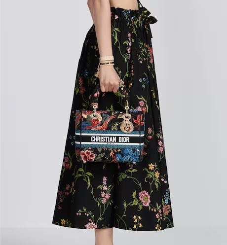 MEDIUM LADY D-LITE BAG Black Multicolor D Birds Embroidery