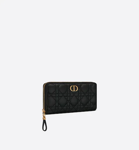 D CARO VOYAGEUR WALLET Black Supple Cannage Calfskin