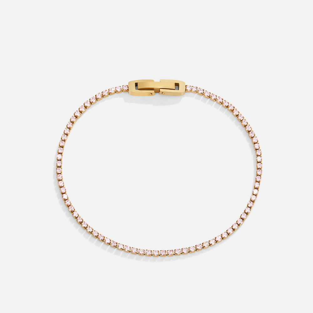Kiera Gold Pink Crystal Bracelet