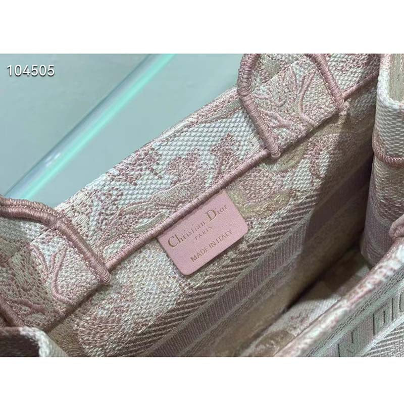 CD Unisex CD Small Book Tote Fluorescent Pink Toile De Jouy Transparent Canvas