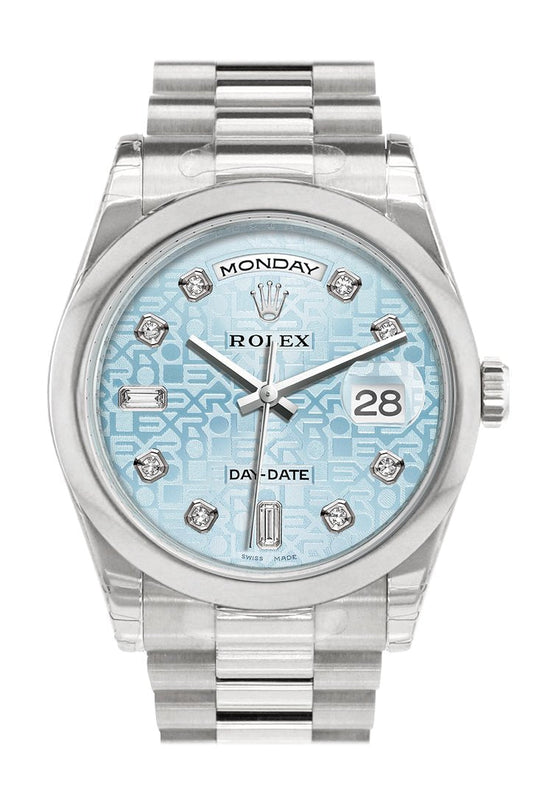RLX Day Date 36 Ice Blue Jubilee design set with diamonds Dial President Men's Watch 118206