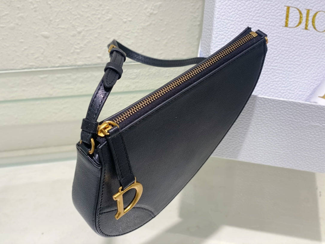 Christian Dior SADDLE SHOULDER POUCH BAG BLACK 20x15x4cm