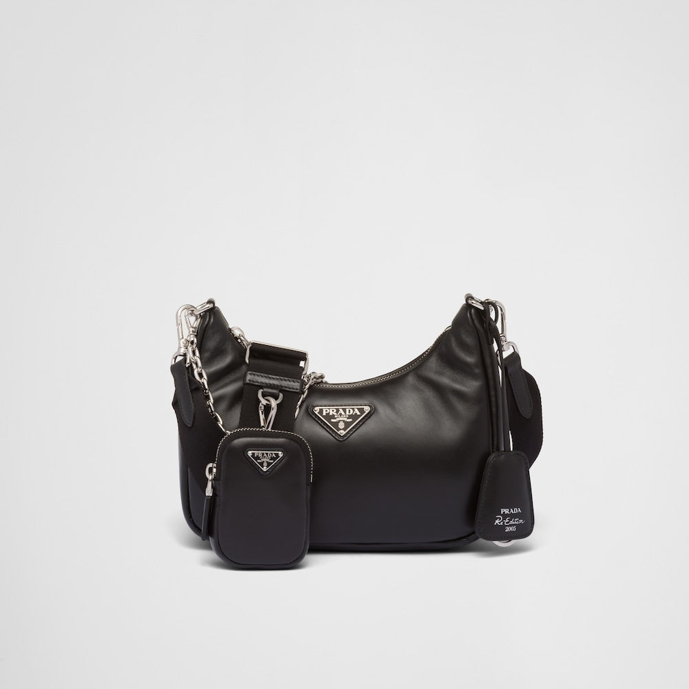 Padded nappa-leather PP Re-Edition shoulder bag - Black